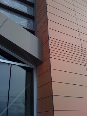 Porcelain rear hung facade panels used on a north american supermarket